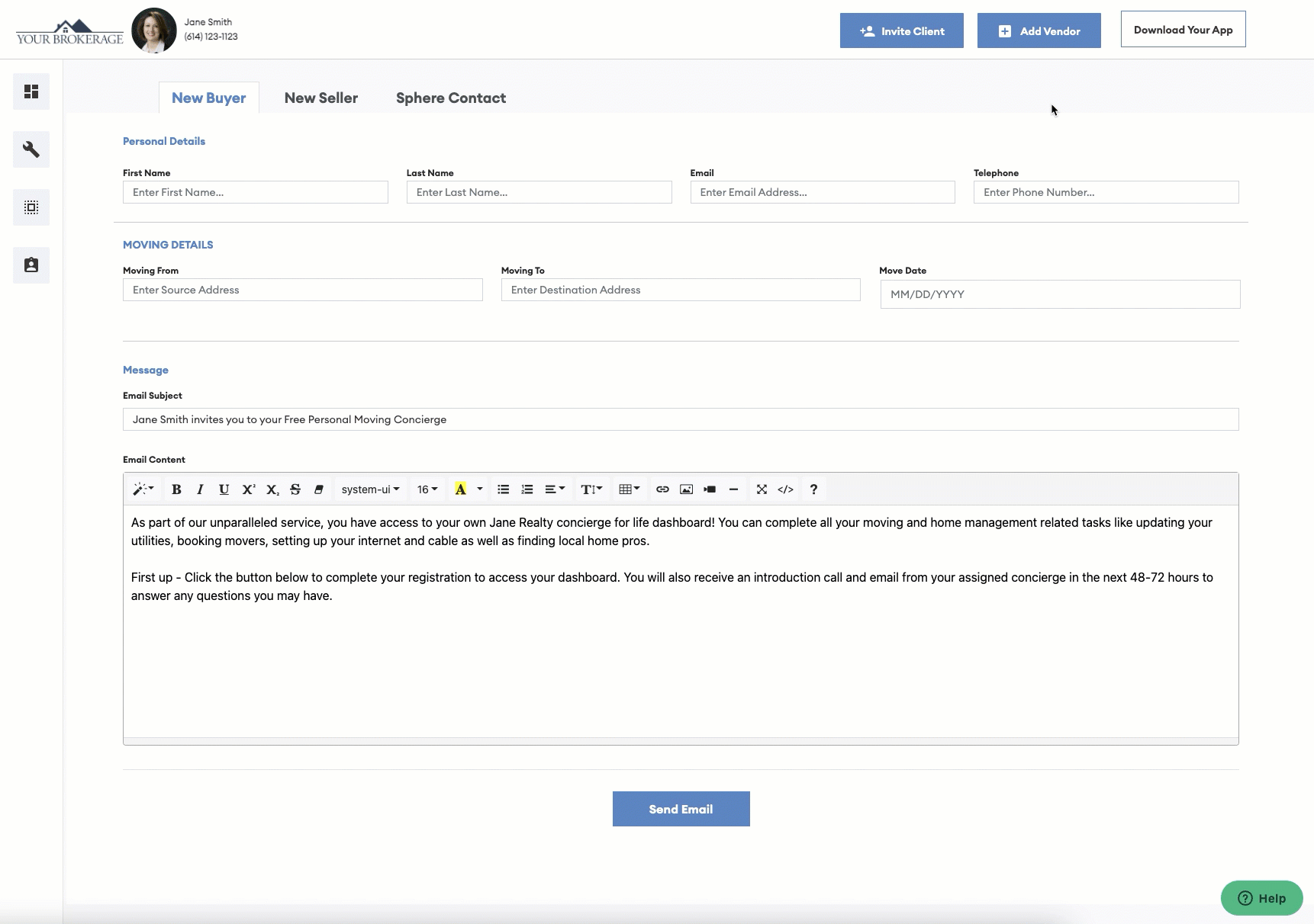 Invite a Sphere Contact MoveEasy